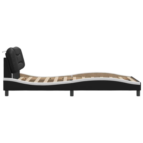 Bed Frame with LED without Mattress "Hvar" Black and White 100x200 cm