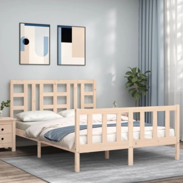 Sängram utan madrass 160x200 cm massiv furu