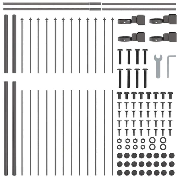 Trädgårdsstängsel 4 pcs Grå 6,8 x 1,5 m Pulverlackerad stål