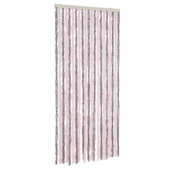 Insektsgardin silvergrå och rosa 100x200 cm chenille