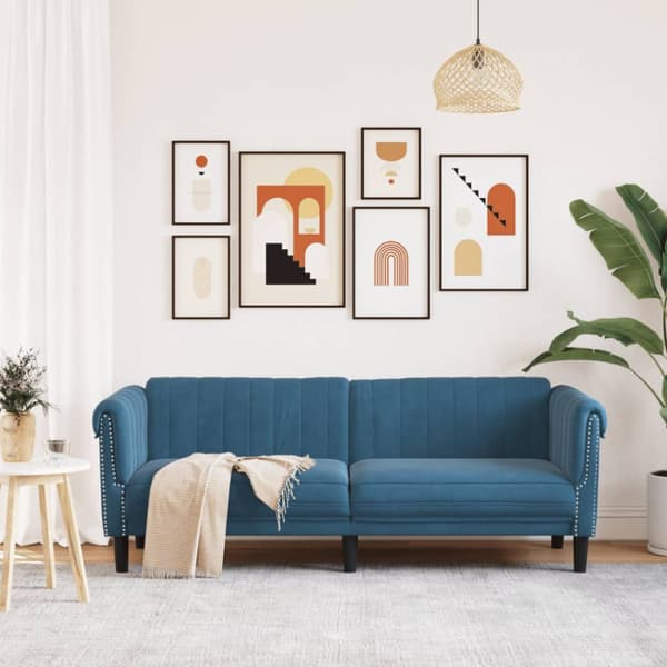 Soffa 3-sits blå sammet