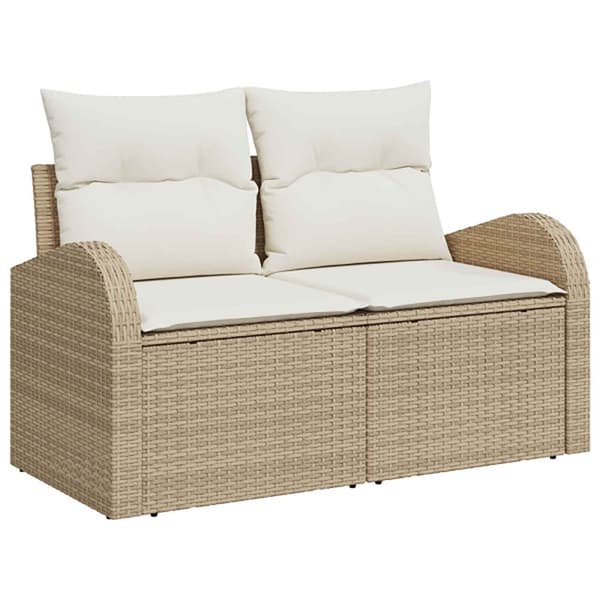 Soffset 6 st Beige och krämvit Poly Rattan och stål