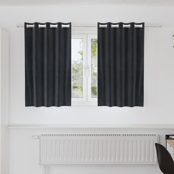 Mörkläggningsgardiner 2 st Mörkgrå 140 x 140 cm Sammet