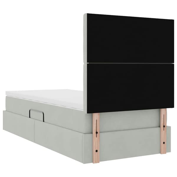 Förvaringssäng med madrass Ljusgrå 90 x 200 cm Sammet