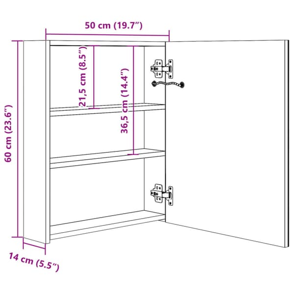 Badrumsspegel LED ek 50x14x60 cm