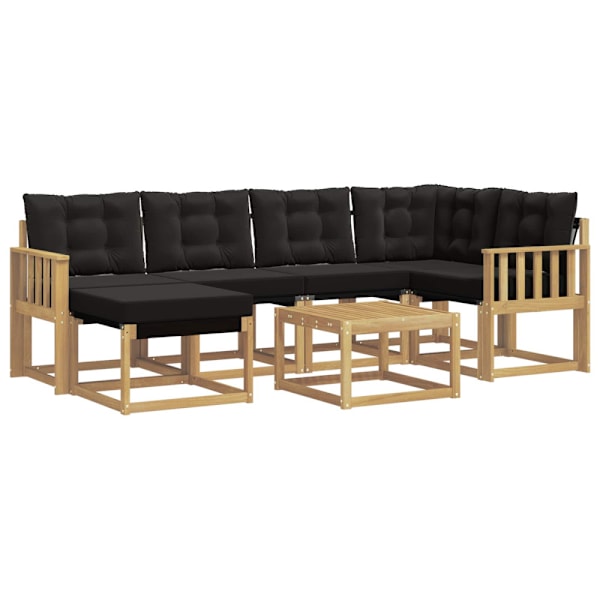Utomhussoffset med kudde 7 pcs Vit och svart