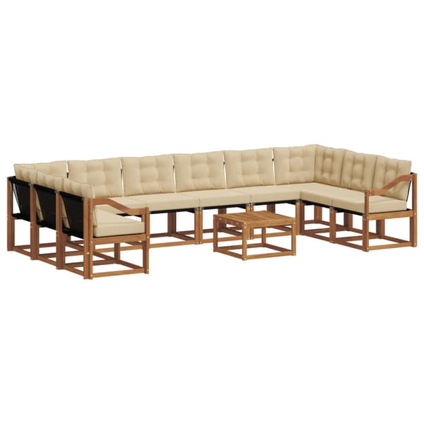 Utomhussoffset med kudde 11 pcs Naturlig och Beige