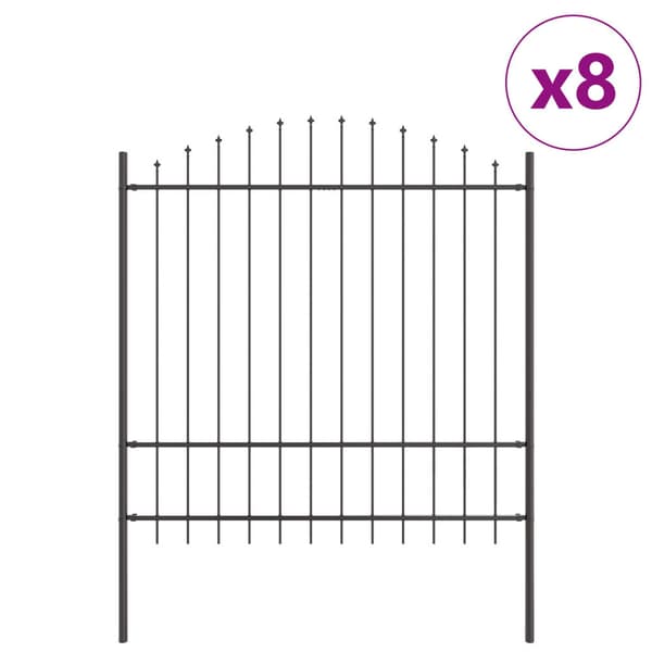 Trädgårdsstängsel 8 pcs Grå 170 x 215 cm Pulverlackerat stål