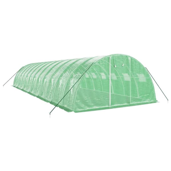 Växthus med stålram grön 48 m² 12x4x2 m