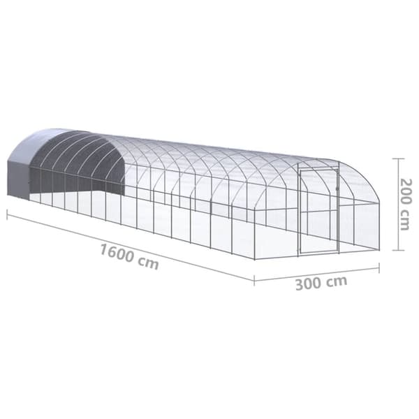 Hönsbur för utomhusbruk 3x16x2 m galvaniserat stål