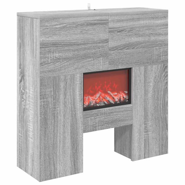 Elektrisk eldstad Grå Sonoma 75 x 24,5 x 75 cm Konstruerat trä