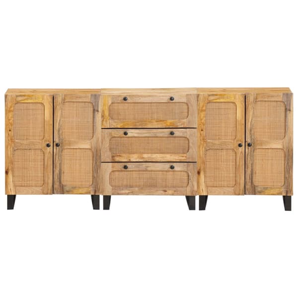 Sideboard 3 pcs Brun 180 x 33 x 75 cm Massivt mangoträ