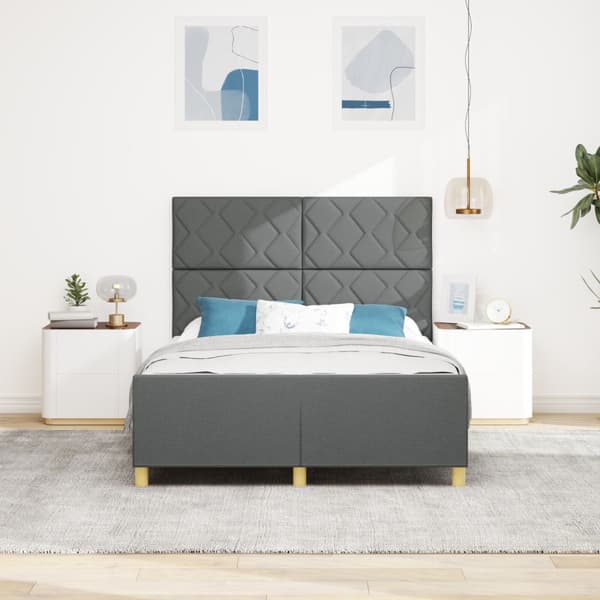 Sängram med huvudgavel Mörkgrå 140 x 190 cm tyg