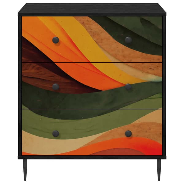 Kommode BONN Retro vågtryck 66 x 36,5 x 76 cm Konstruerat trä
