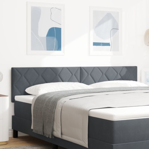 Sänggavel Diamantblock Design Mörkgrå 180 cm Sammet
