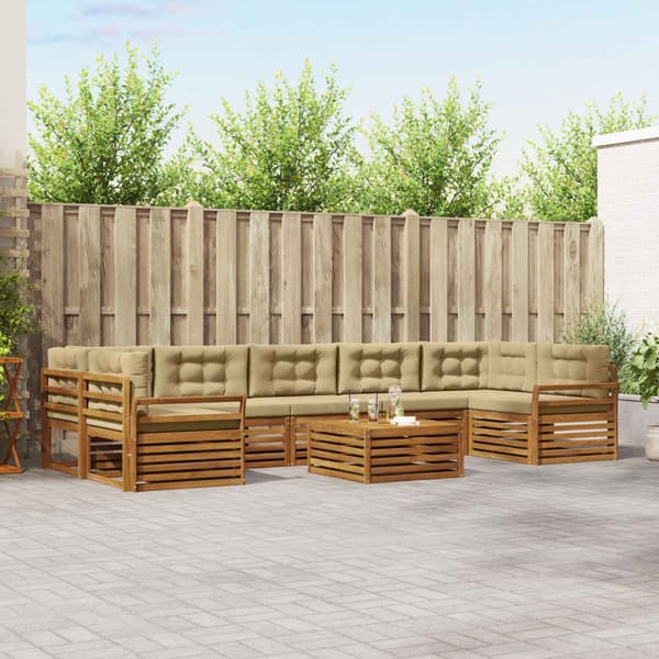 Utomhussoffset med kudde 8 pcs Naturlig och Beige