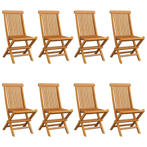 Trädgårdsstolar med beige dynor 8 st massiv teak