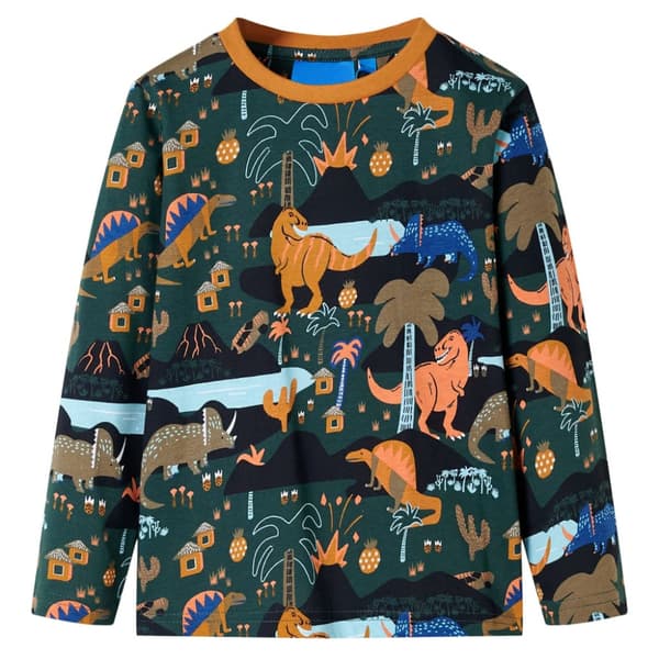 Pyjamas med långa ärmar för barn mörkgrön 116