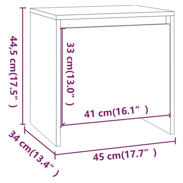 Sängbord vit 45x34x44,5 cm konstruerat trä