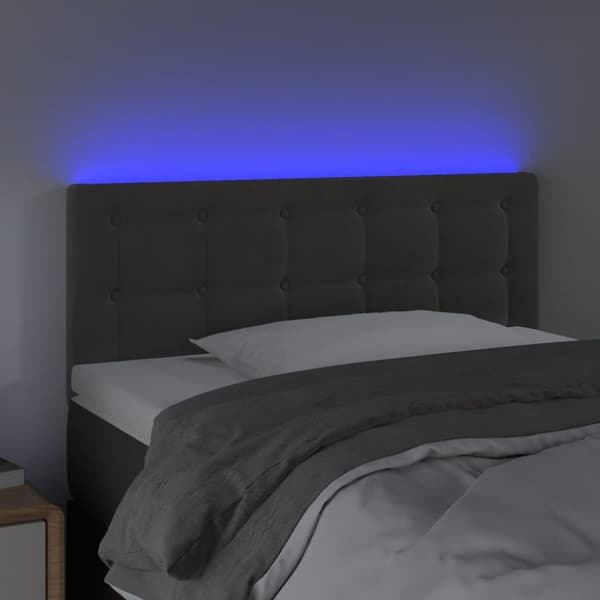 Sänggavel LED mörkgrå 80x5x78/88 cm sammet