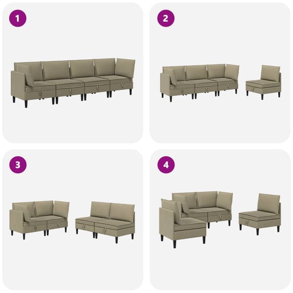 Möbelset för vardagsrummet 4 pcs Kaki Tyg