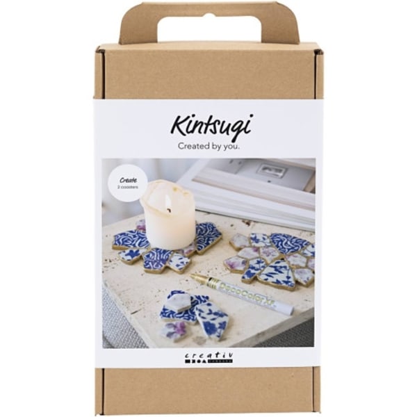 Creativ - Craft Kit Kintsugi, Coaster, blue, gold, light red, white, 1 pack - ()