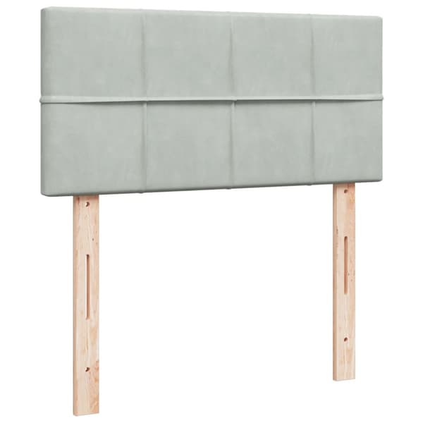 Ramsäng med madrass ljusgrå 100x200 cm sammet