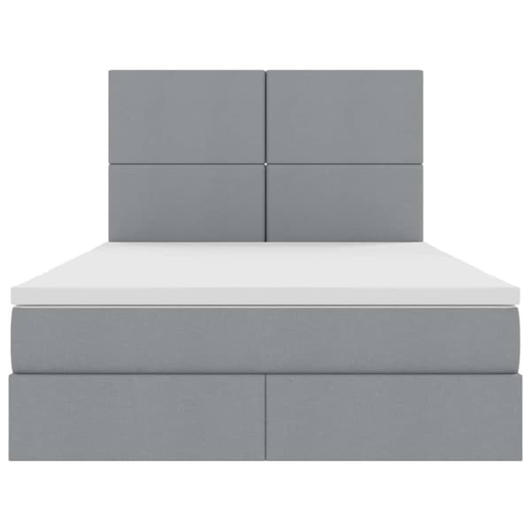 Förvaringssäng med madrass Ljusgrå 140 x 200 cm Polyester