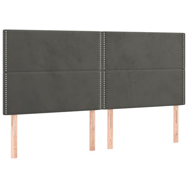 Sänggavel mörkgrå 200x5x118/128 cm sammet
