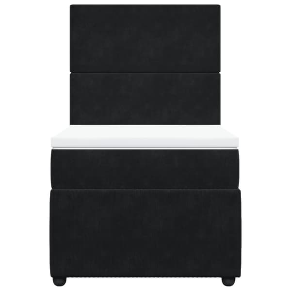 Ramsäng med madrass svart 90x190 cm sammet