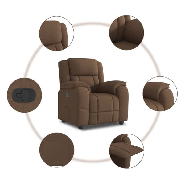 Reclinerfåtölj brun tyg