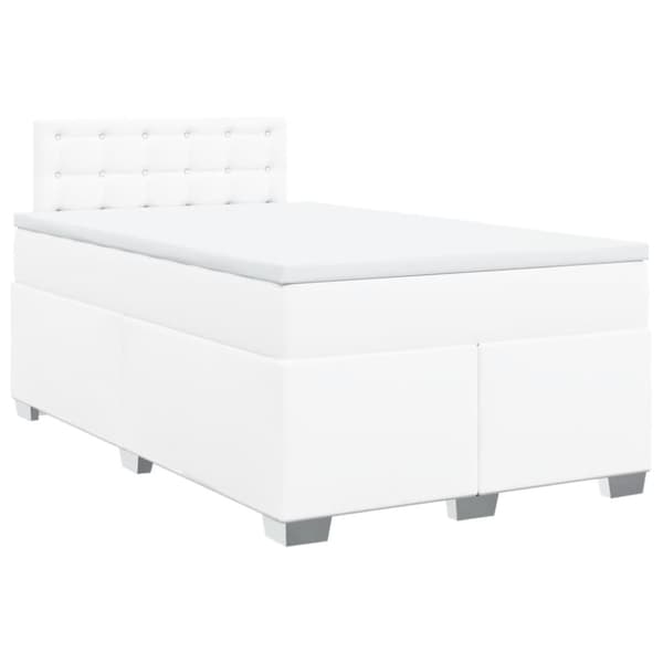 Ramsäng med madrass vit 120x200 cm konstläder