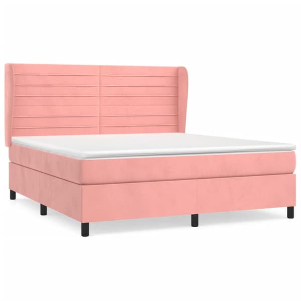 Ramsäng med madrass rosa 160x200 cm sammet