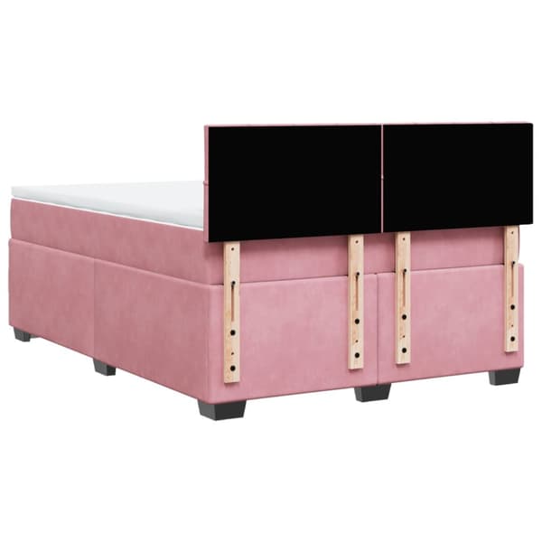 Ramsäng med madrass rosa 160x200 cm sammet