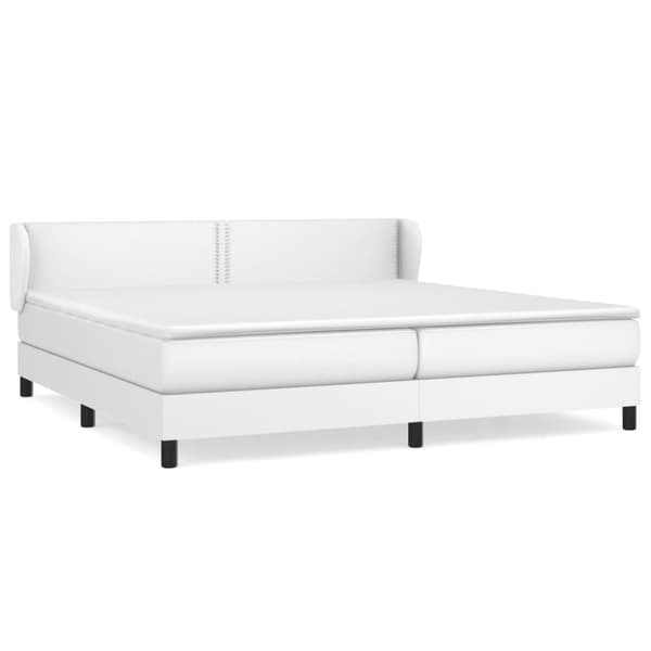 Ramsäng med madrass vit 200x200 cm konstläder