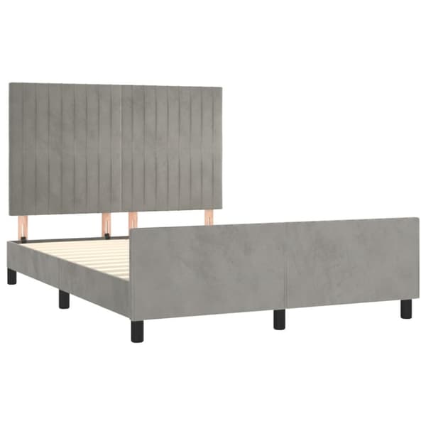 Sängram utan madrass ljusgrå 140x190 cm sammet