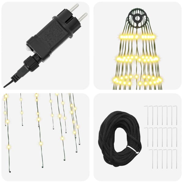 Julgransbelysning med markspjut 500 LED-lampor Varmvit och