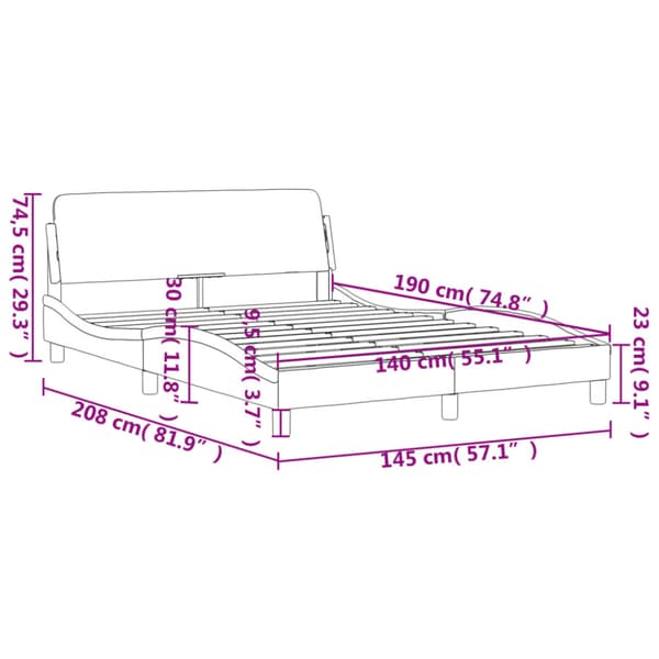Bed Frame "Dover" Black 140x190 cm Velvet