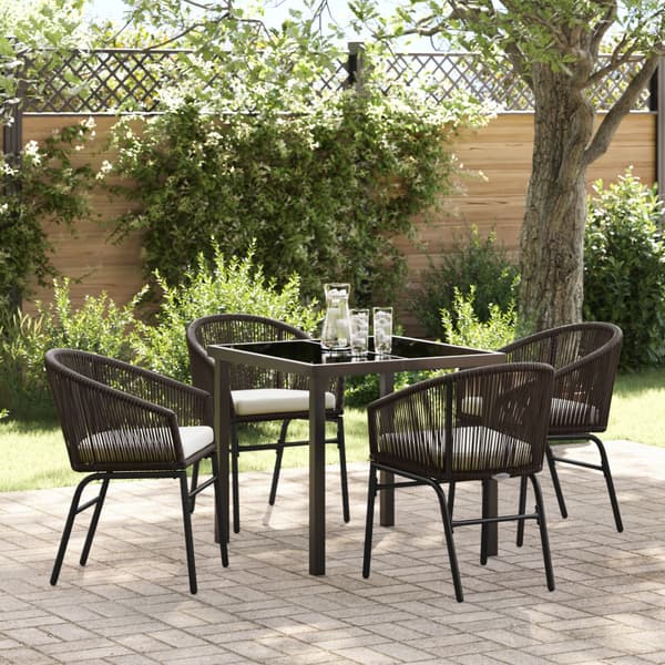 Trädgårdsmöbelset 5 pcs Brun Pulverlackerat stål