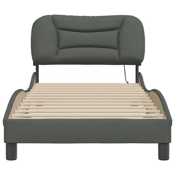 Bed Frame with LED without Mattress "Hvar" Dark Grey 80x200 cm Fabric