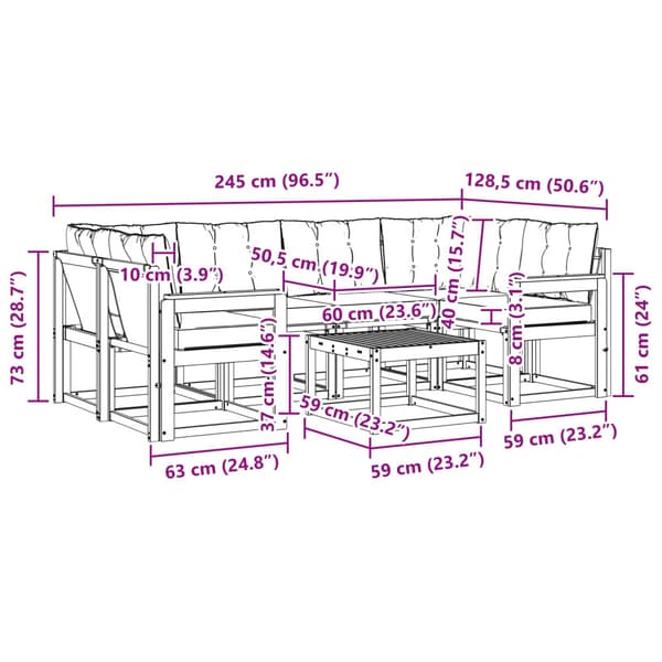 Utomhussoffset med kudde 7 pcs Vit och Beige