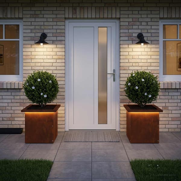 Odlingslåda med LED 2 st Rostig 30 x 30 x 30 cm