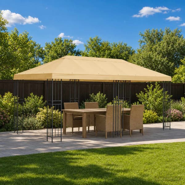 Gazebo taköverdrag 6 x 3 m Gräddvit Polyester 190 gsm