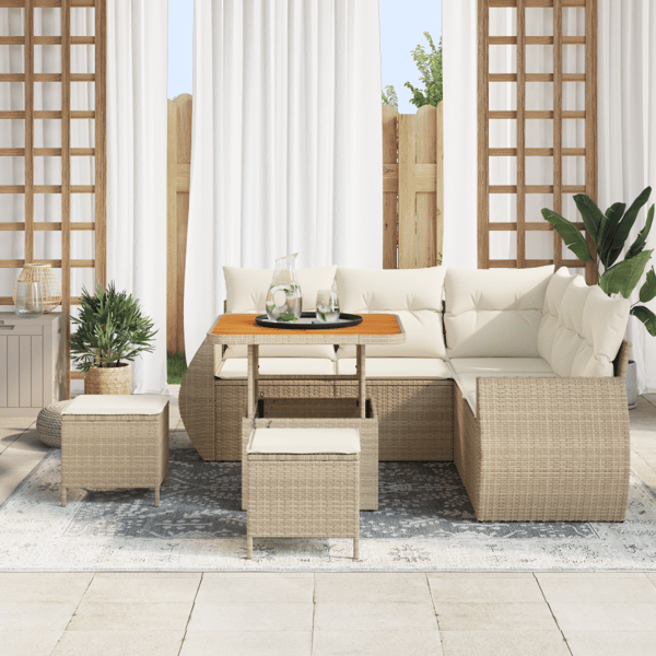 Trädgårdsoffset 8 pcs Beige och gräddfärgad konstrotting