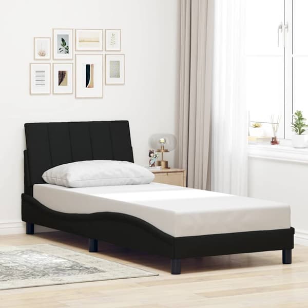 Bed Frame without Mattress "Hanko" Black 90x190cm Fabric