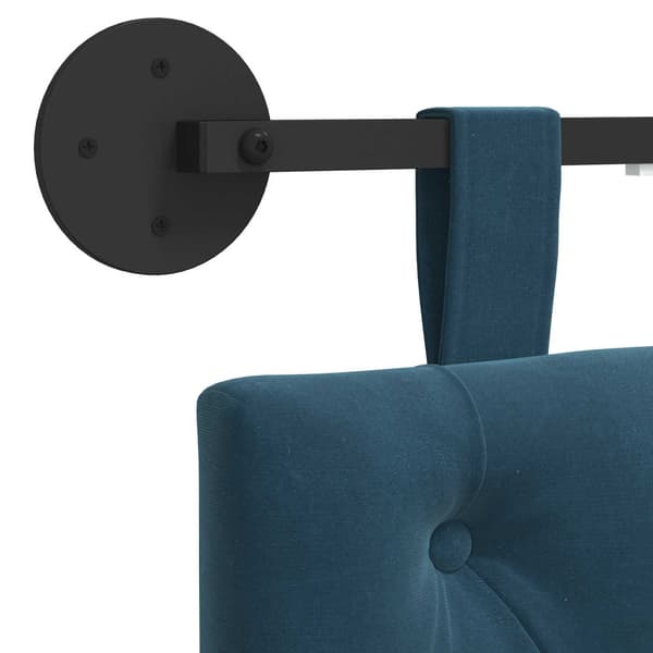 Hängande sänggavel Med LED-lampa Blå Sammet