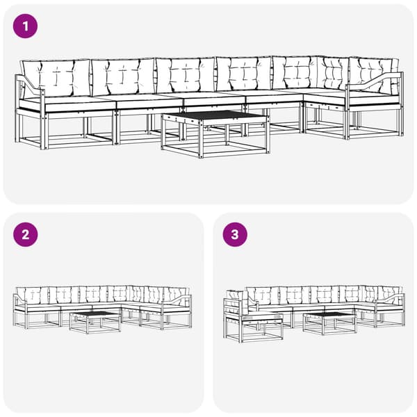 Utomhussoffset 7 pcs Vit och ljusgrå 79 x 79 x 37 cm Polyester