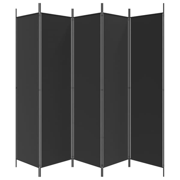 Rumsavdelare 5 paneler svart 250x200 cm tyg