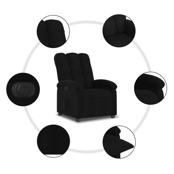 Elektrisk reclinerfåtölj svart tyg