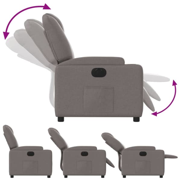 Elektrisk reclinerfåtölj taupe tyg